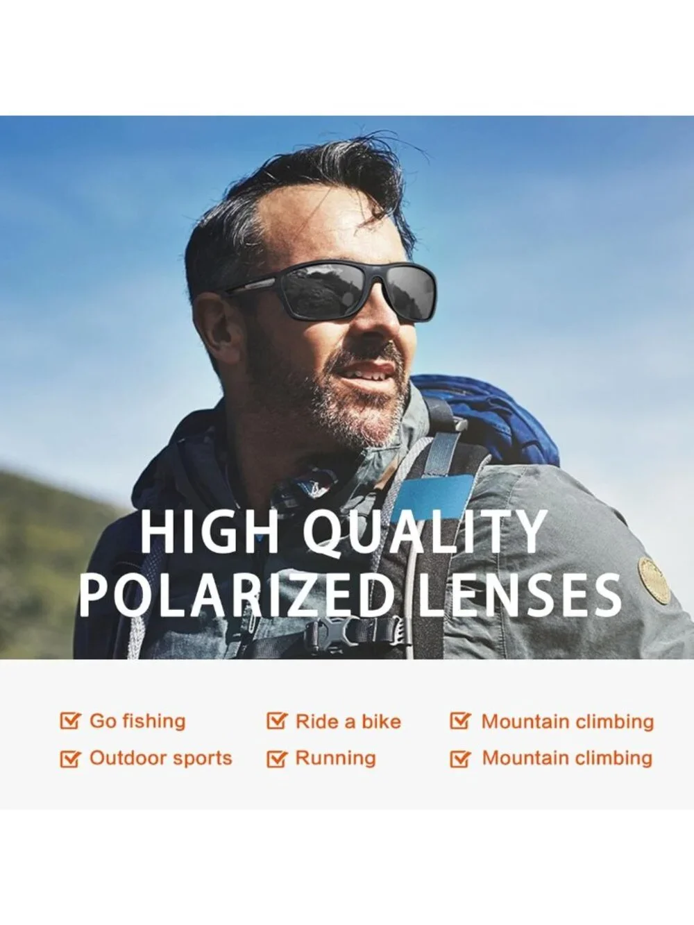 Polarized Sports Sunglasses for Men - UV400 Protection, Wrap Around Goggles for